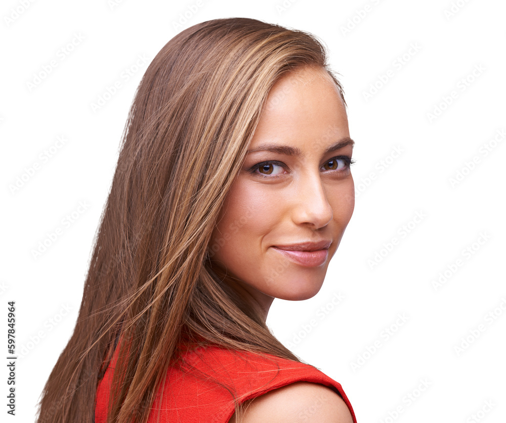 Happy, face and portrait of woman with confidence on isolated, png and transparent background. Fashion, beauty and closeup of female person smile with cosmetics, natural makeup and positive mindset Happy, face and portrait of woman with confidence on isolated, png and transparent background. Fashion, beauty and closeup of female person smile with cosmetics, natural makeup and positive mindset