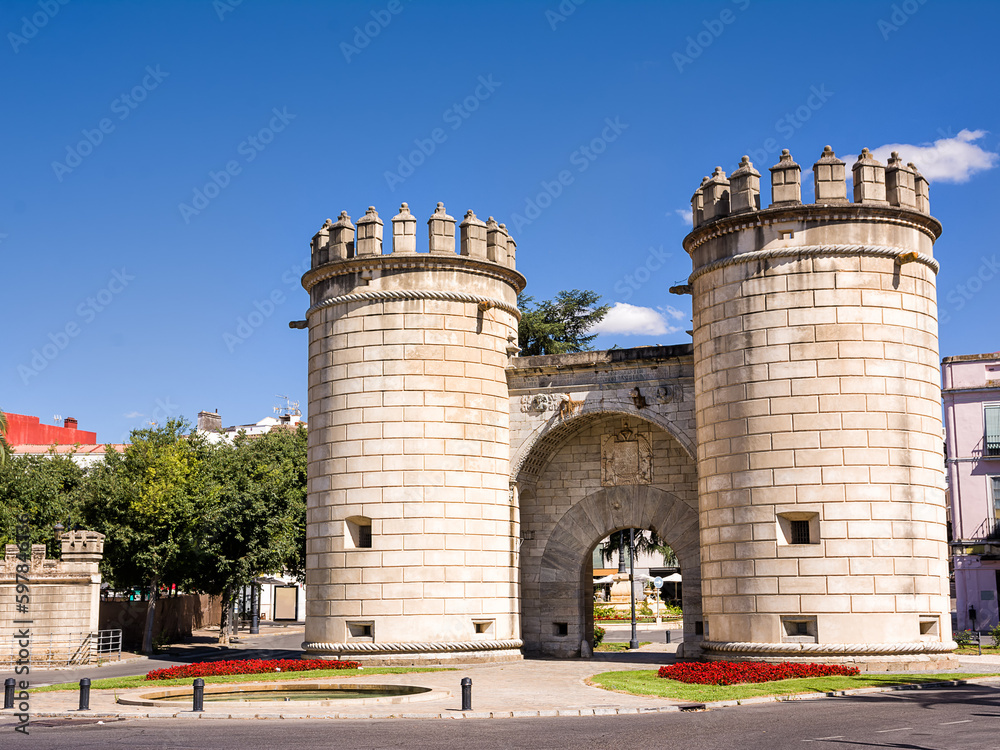 Old Gate of Palmas, access to the city bordering Badajoz (Spain)