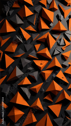 Fond Low Poly de couleur noir et orange
