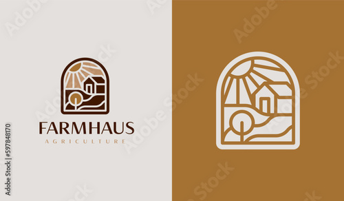 Agriculture Farm House Logo. Universal creative premium symbol. Vector sign icon logo template. Vector illustration