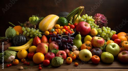 A bountiful harvest of fresh fruits and vegetables c  generative ai
