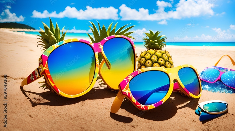 Obraz premium sunglasses on the beach