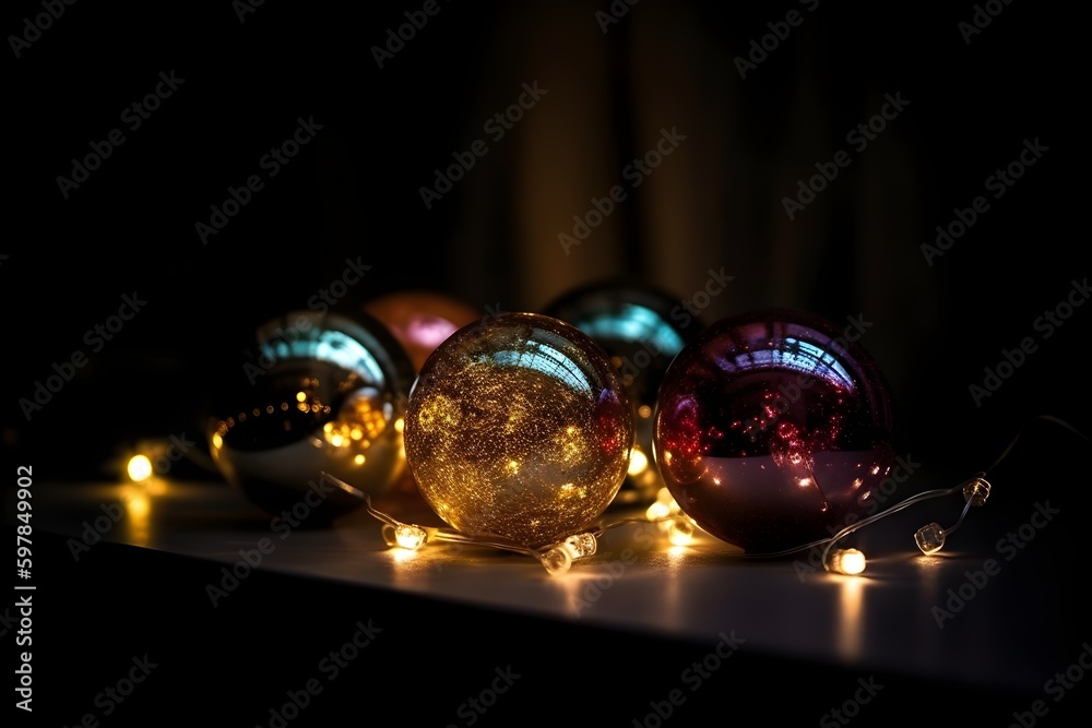 Wallpaper Illustration and background of a beautiful and elegant christmas ball, christmas ornament. Front View. Concept of elegant Christmas. Generative AI. Wallpaper Illustration and background of a beautiful and elegant christmas ball, christmas ornament. Front View. Concept of elegant Christmas. Generative AI.
