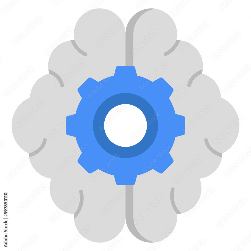 Brain with gear, flat design of mind development Brain with gear, flat design of mind development