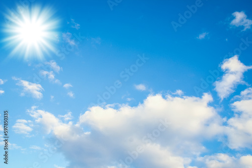 Fantastic soft white clouds against blue sky