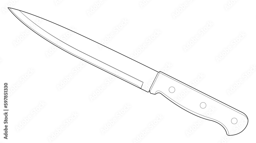 Coloring page.
Kitchen knife with wooden handle. Slicing knife. Isolated on white Coloring page.
Kitchen knife with wooden handle. Slicing knife. Isolated on white
