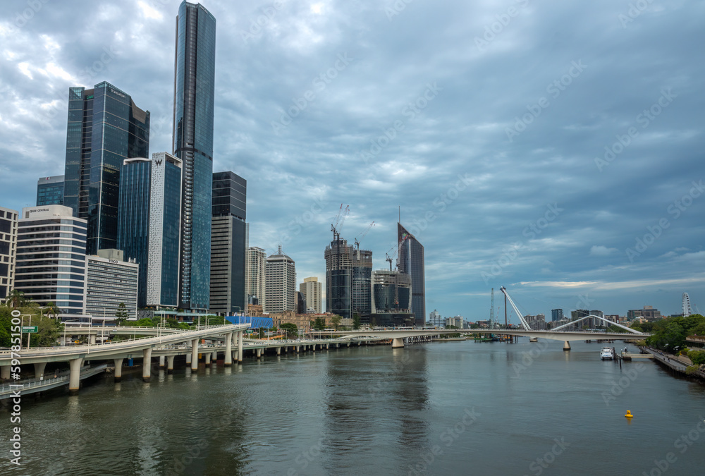 View of Brisbane city from the South Bank Parklands. brisbane is the capital and most populous city of Queensland, Australia View of Brisbane city from the South Bank Parklands. brisbane is the capital and most populous city of Queensland, Australia