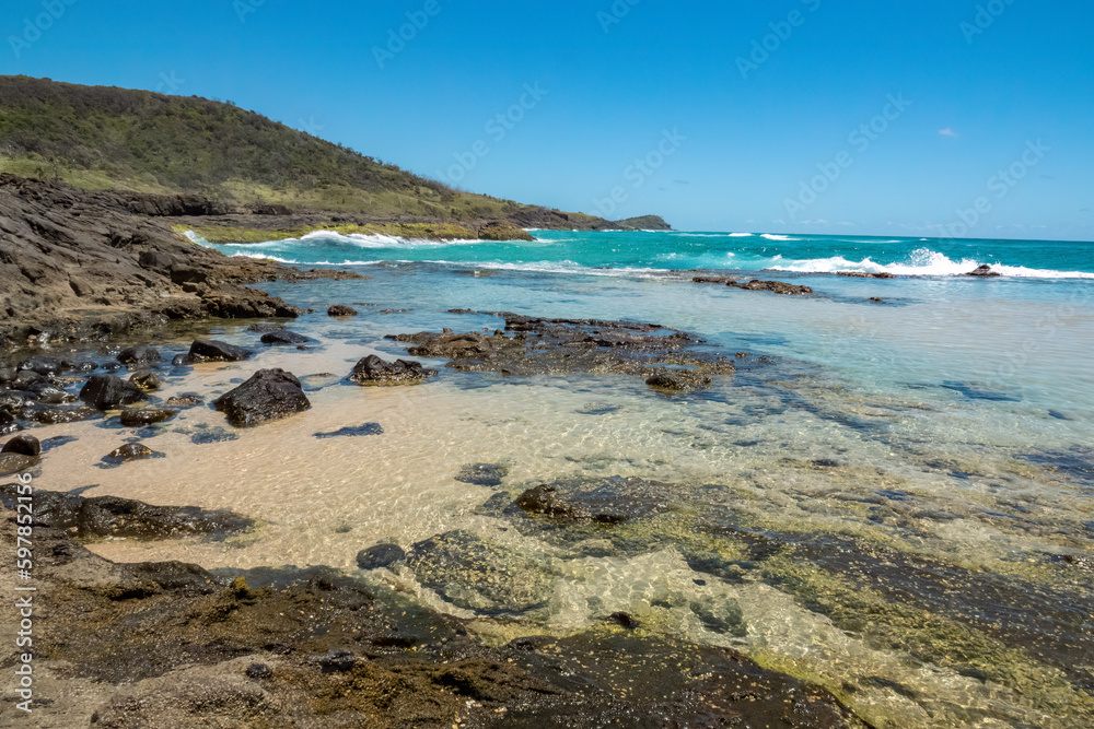 Champagne Pools, Fraser Island (K'gari), a sand  island along the south-eastern coast in the Wide Bay–Burnett region, Queensland, Australia.