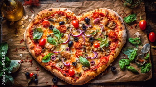 A pizza with a heart. AI Generated