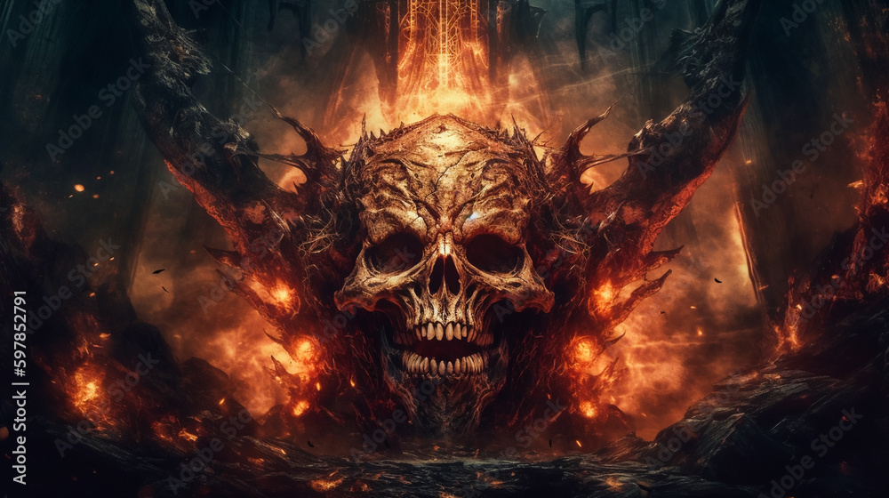 Infernal Cranium . Burning Skull . AI Generated Infernal Cranium . Burning Skull . AI Generated