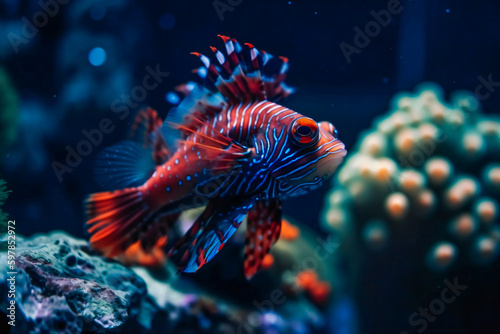 Life of the underwater world. Colorful tropical fish. AI Generated © EwaStudio