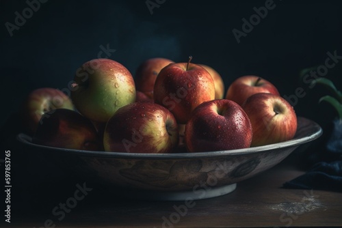 Apples in a dish. Generative AI