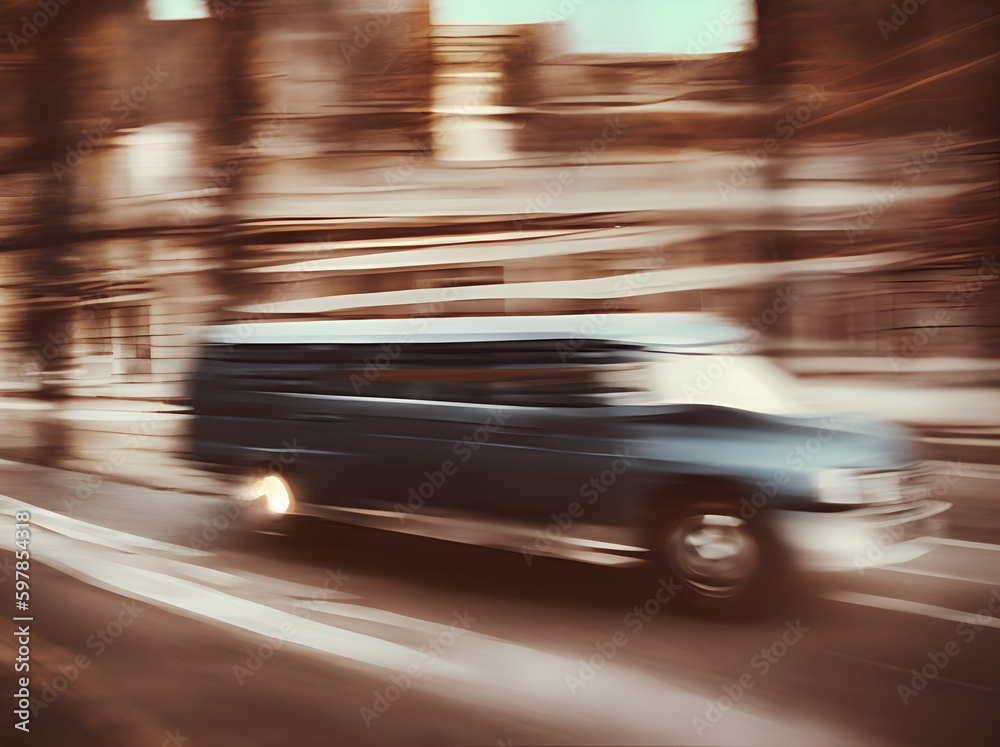 Blurred car street. AI generated illustration