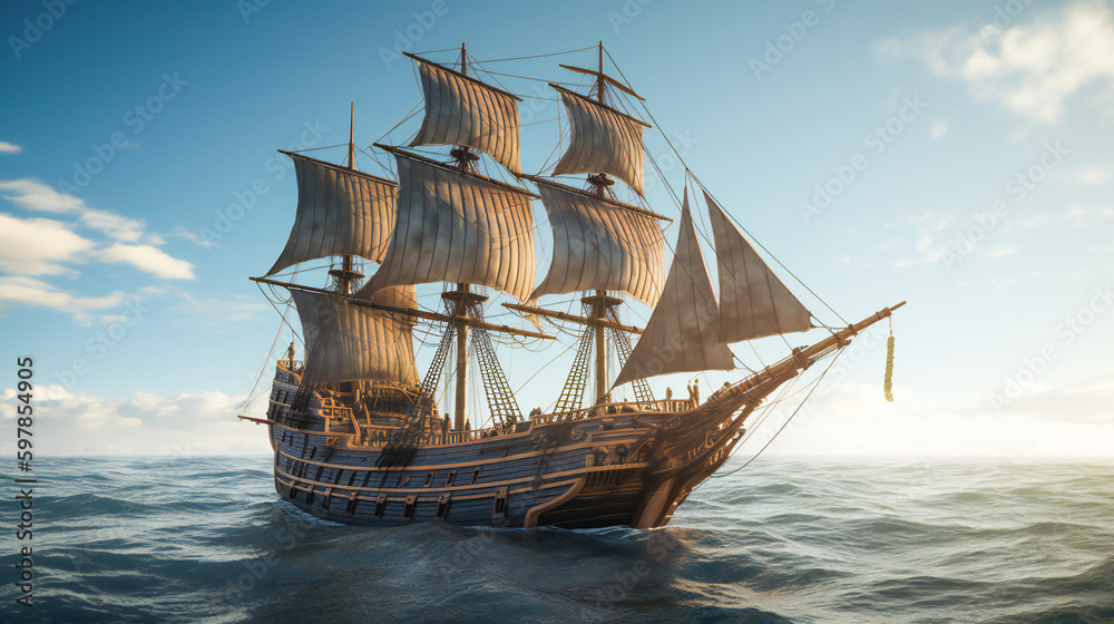 Pirate ship. AI Generated