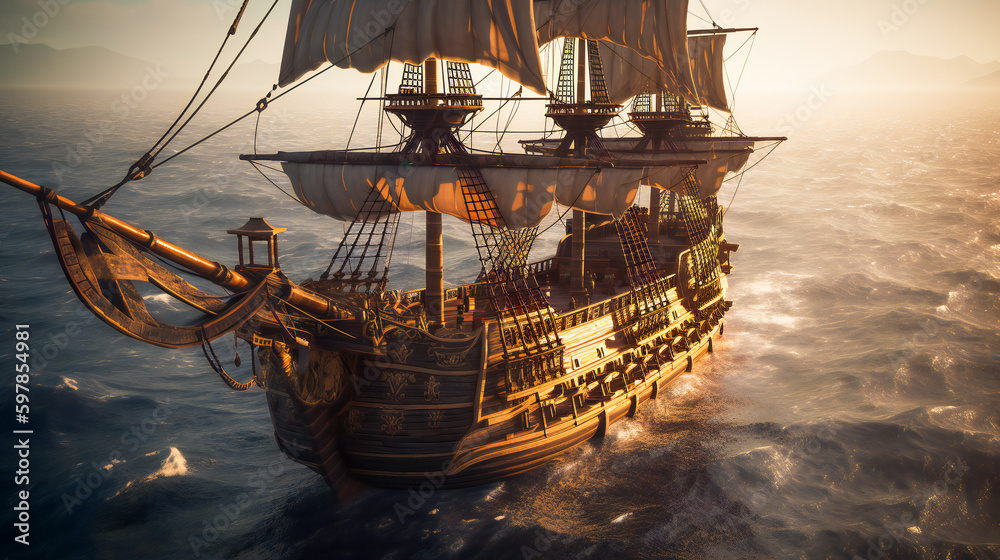 Pirate Ship Ai Generated Stock Illustration Adobe Stock