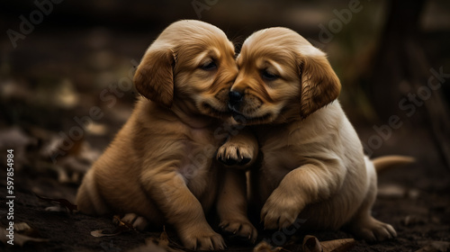Puppy Love. Playful Puppers. AI Generated