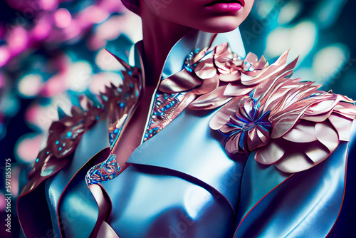 Unleashing the Power of Abstract Fashion. An Explosion of Style and Beauty . A Mesmerizing Display of Elegance and Abstract Design. A Dress Like No Other . Generative AI