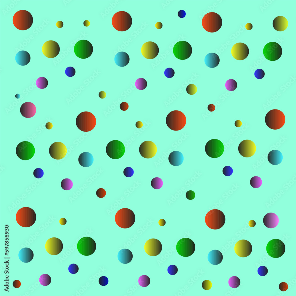 Original bright abstract pattern in the form of colorful polka dots on a blue background