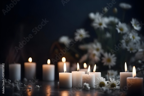 Obraz na płótnie Wallpaper Illustration and background of All Souls' Day, with candles and flowers
