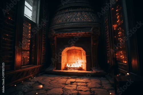 Cosmic fireplace. Generative AI