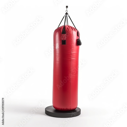 boxing, bag, punching, sport, training, boxer, woman, red, extinguisher, fire, gym, punch, equipment, fitness, exercise, child, fight, strength, power, safety, gloves, fighter, generative, ai © Eugene