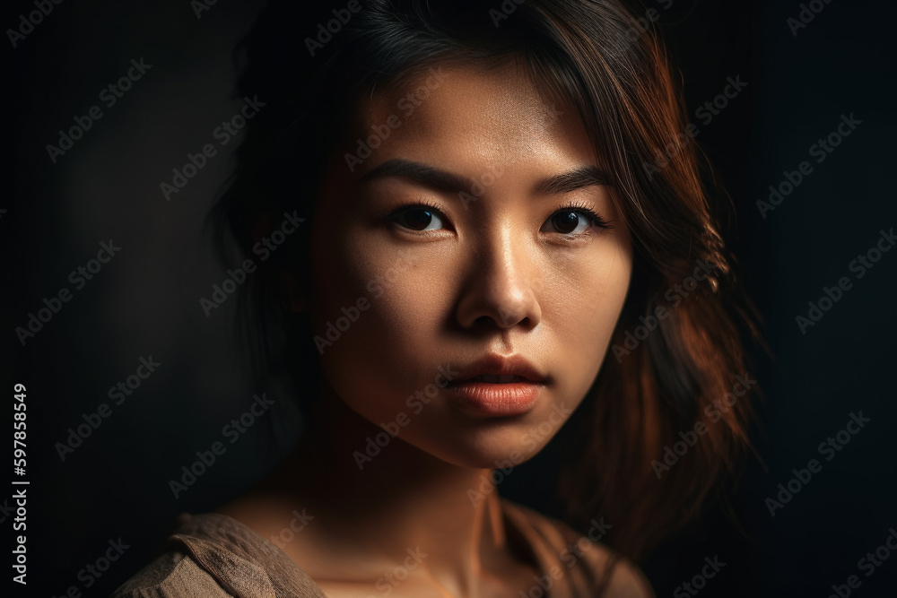A woman with a dark background and a dark background. Generative Ai A woman with a dark background and a dark background. Generative Ai