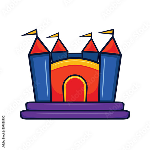 bounce house logo cartoon icon design template black isolated vector illustration