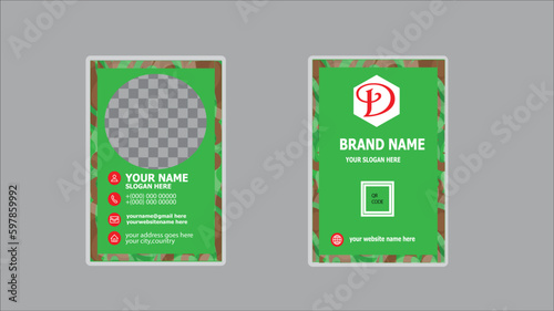 Creative business card and template profational card design with image holder and clean gradient color geomatic shape.