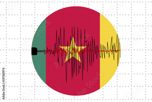Earthquake in Cameroon concept, seismic wave with flag, natural disasters news banner