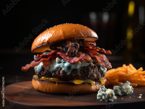 enticing photograph of a Black and Blue Burger