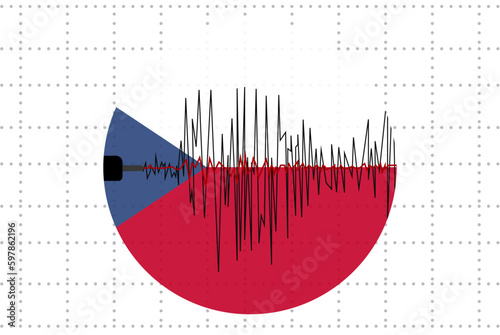 Earthquake in Czech Republic concept, seismic wave with flag, natural disasters news banner