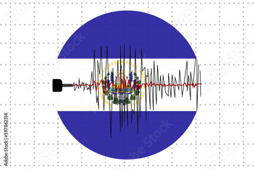 Earthquake in El Salvador concept, seismic wave with flag, natural disasters news banner