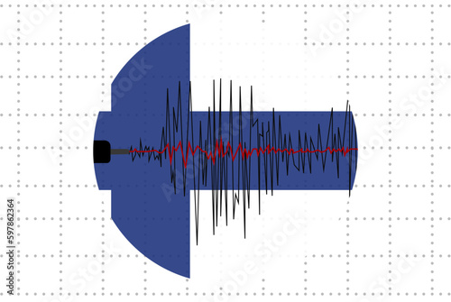 Earthquake in Finland concept, seismic wave with flag, natural disasters news banner