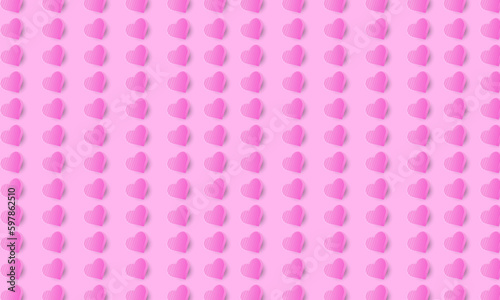 Minimalist seamless abstract pattern with romantic pink hearts on colorful background