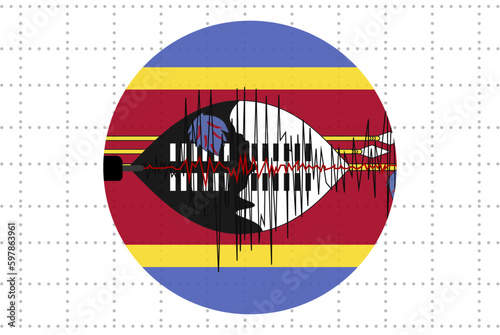 Earthquake in Swaziland concept, seismic wave with flag, natural disasters news banner