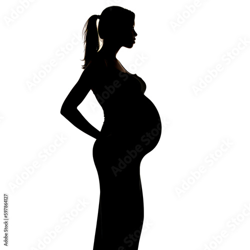silhouette of pregnant woman white background