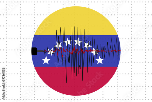 Earthquake in Venezuela concept, seismic wave with flag, natural disasters news banner