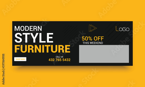 Furniture sale Facebook cover banner template design