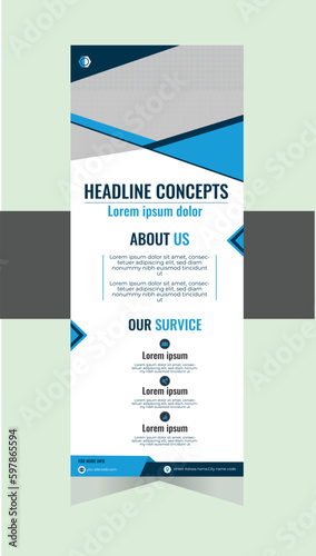 Roll up banner design template vector, abstract background, modern x-banner, Rollup Banner Layout