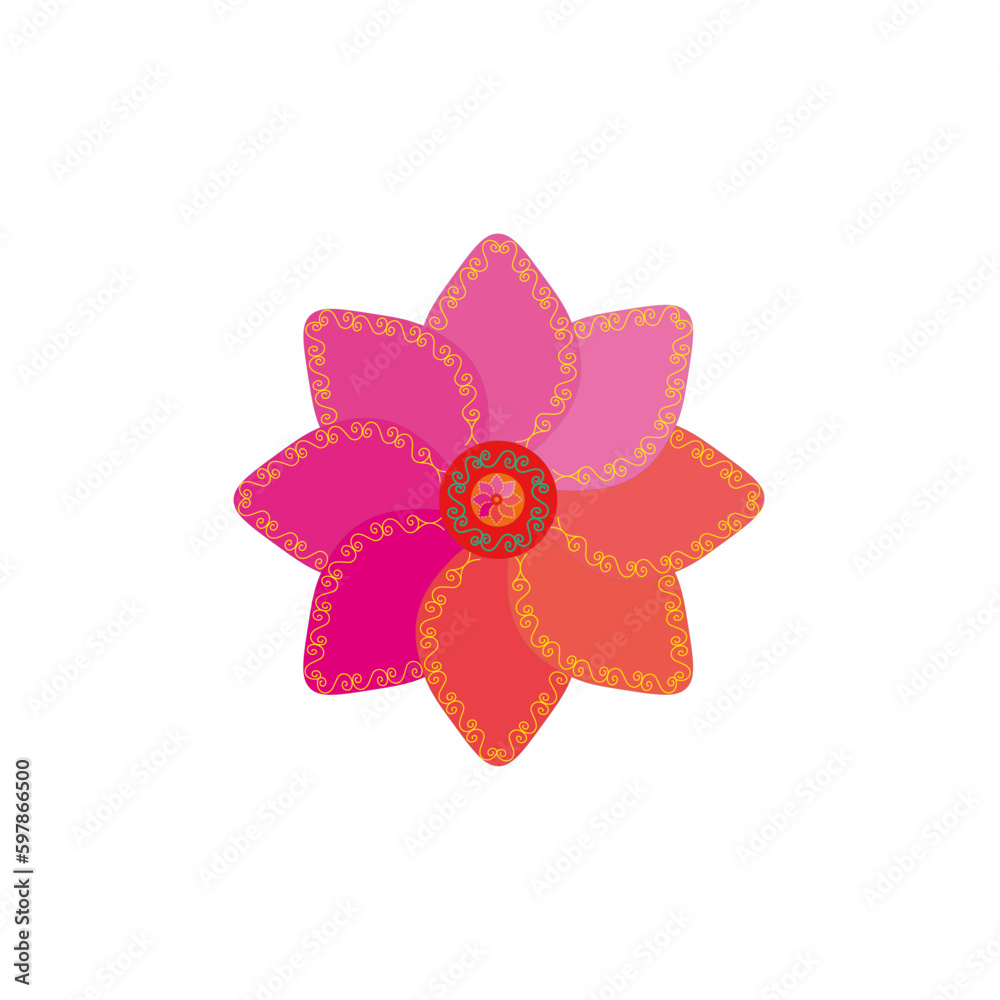 pink, ornamental flower isolated on white. Deep illustration pink, ornamental flower isolated on white. Deep illustration