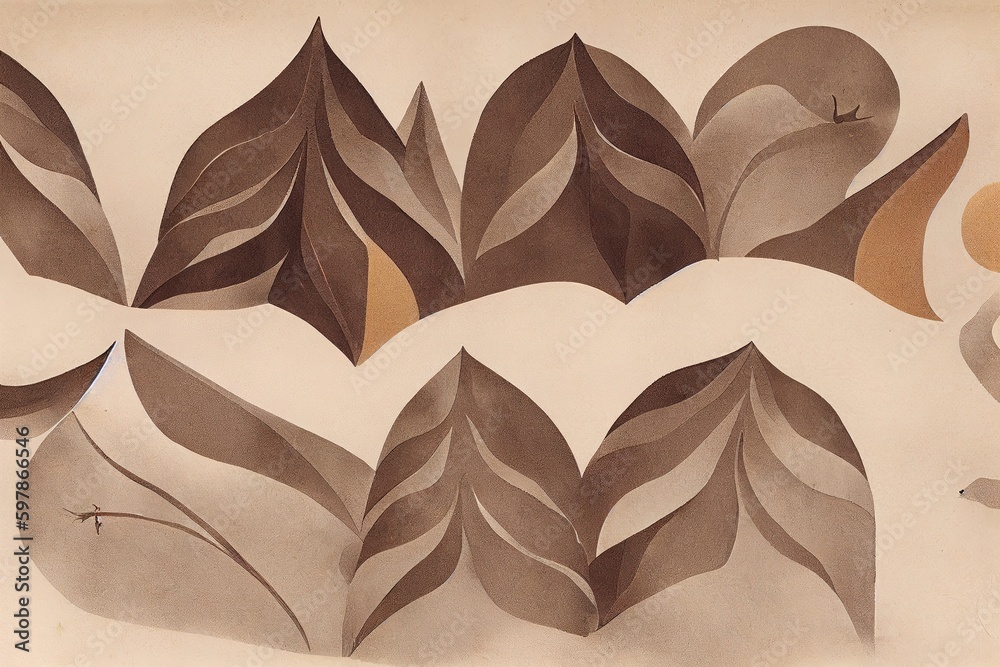 Set of nature forest elements in feather wavy shapes. Generative AI Set of nature forest elements in feather wavy shapes. Generative AI