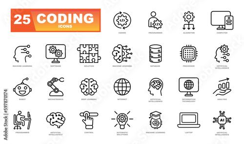 Coding and programming collection of vector icons. Perfect for website and infographics.