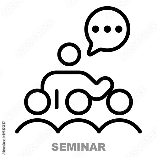Seminar and Training icon, workshop linear sign isolated on white background.