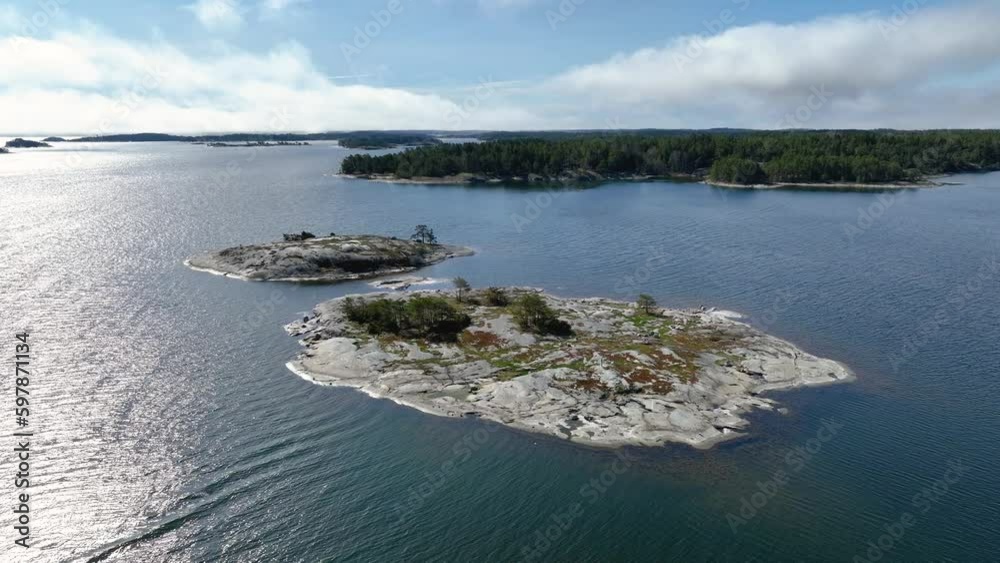Aerial view of two islets or skerries in south-west Finland archipelago Aerial view of two islets or skerries in south-west Finland archipelago