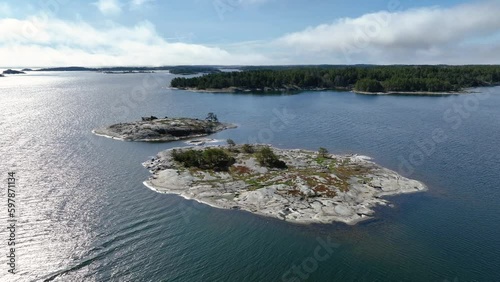 Aerial view of two islets or skerries in south-west Finland archipelago photo