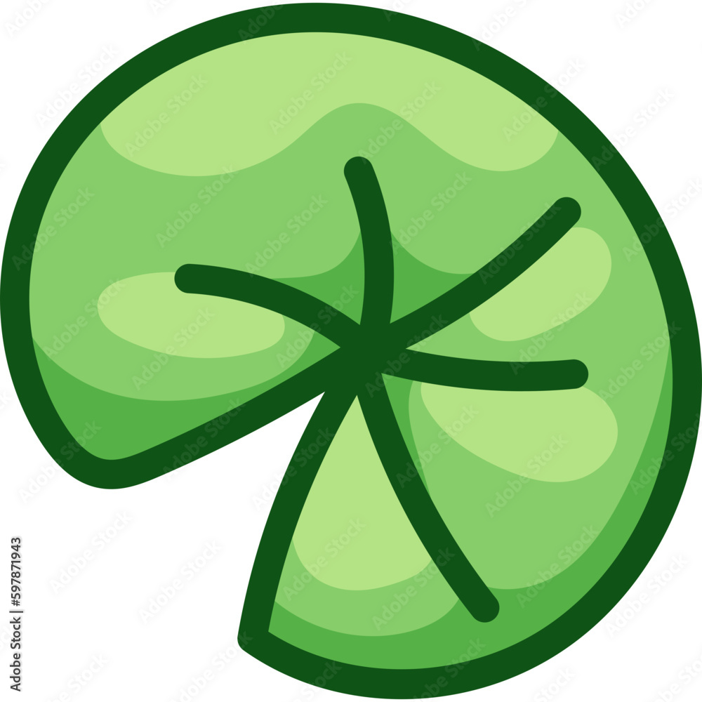 Water Lily Leaf Drawn in Kawaii Style Water Lily Leaf Drawn in Kawaii Style
