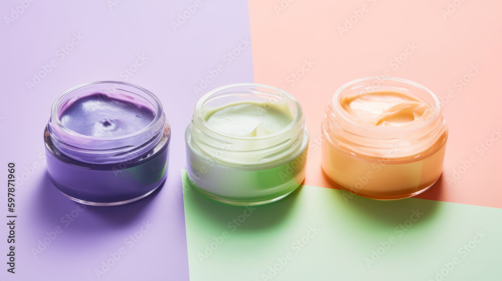 Vivid face care cream background. Illustration AI Generative. Vivid face care cream background. Illustration AI Generative.