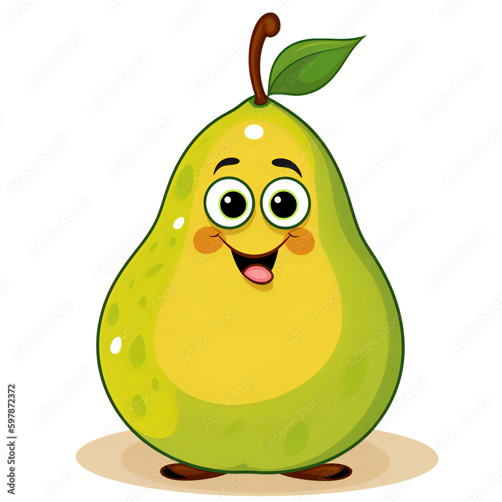Smiling pear clipart, transparent background. Generative Ai. Smiling pear clipart, transparent background. Generative Ai.