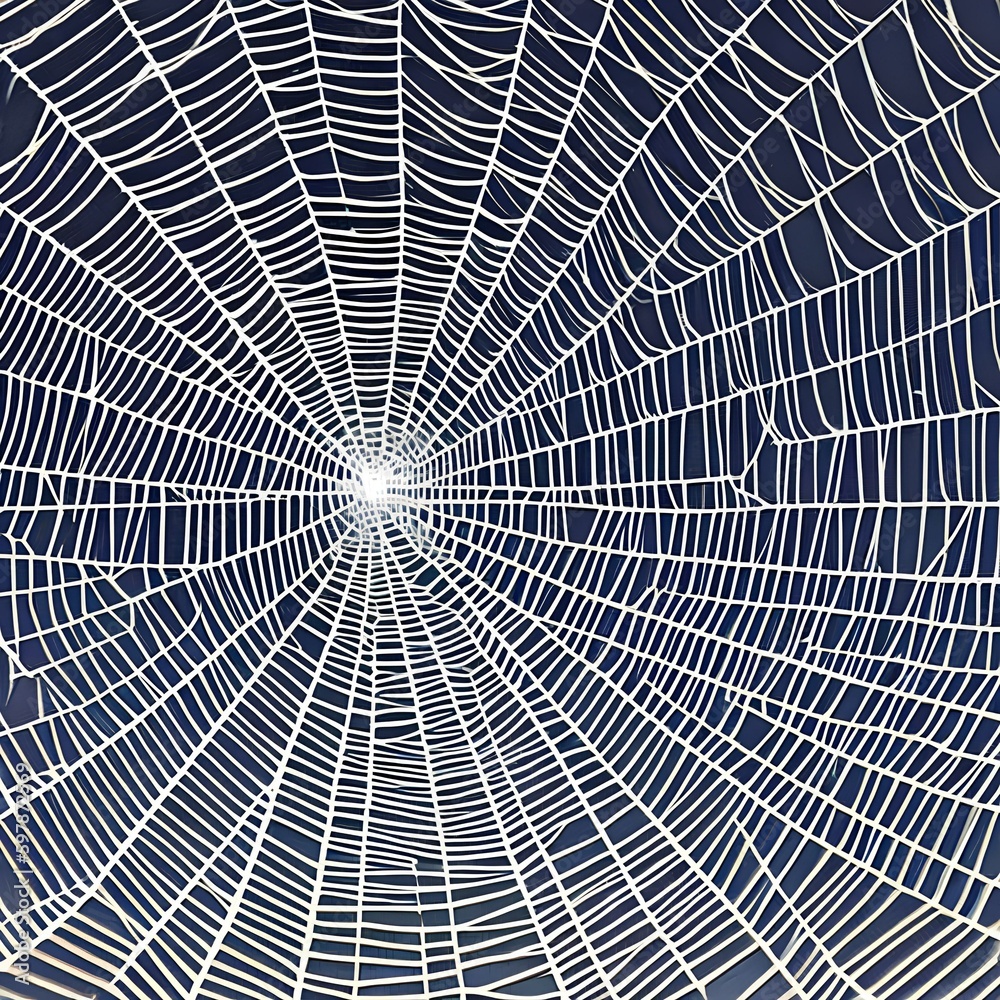 A digital interpretation of a spiderweb, with textured and patterned shapes resembling the delicate and intricate structure of a spiderweb4, Generative AI