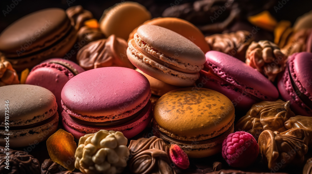 a closeup image with many macarons a closeup image with many macarons